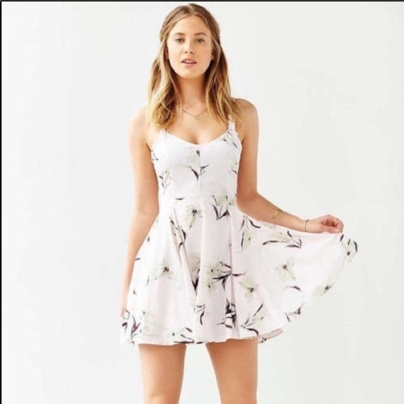 Margot UO Floral Lace Up Back A Line Sundress - Picture 1 of 8